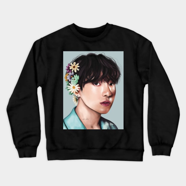 jungkook flower boy Crewneck Sweatshirt by ari-arts